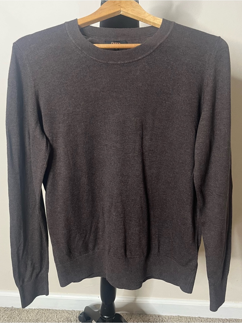 Quince Women’s Brown Crewneck Organic Cotton Cashmere Knit Sweater Sz L - Picture 6 of 8